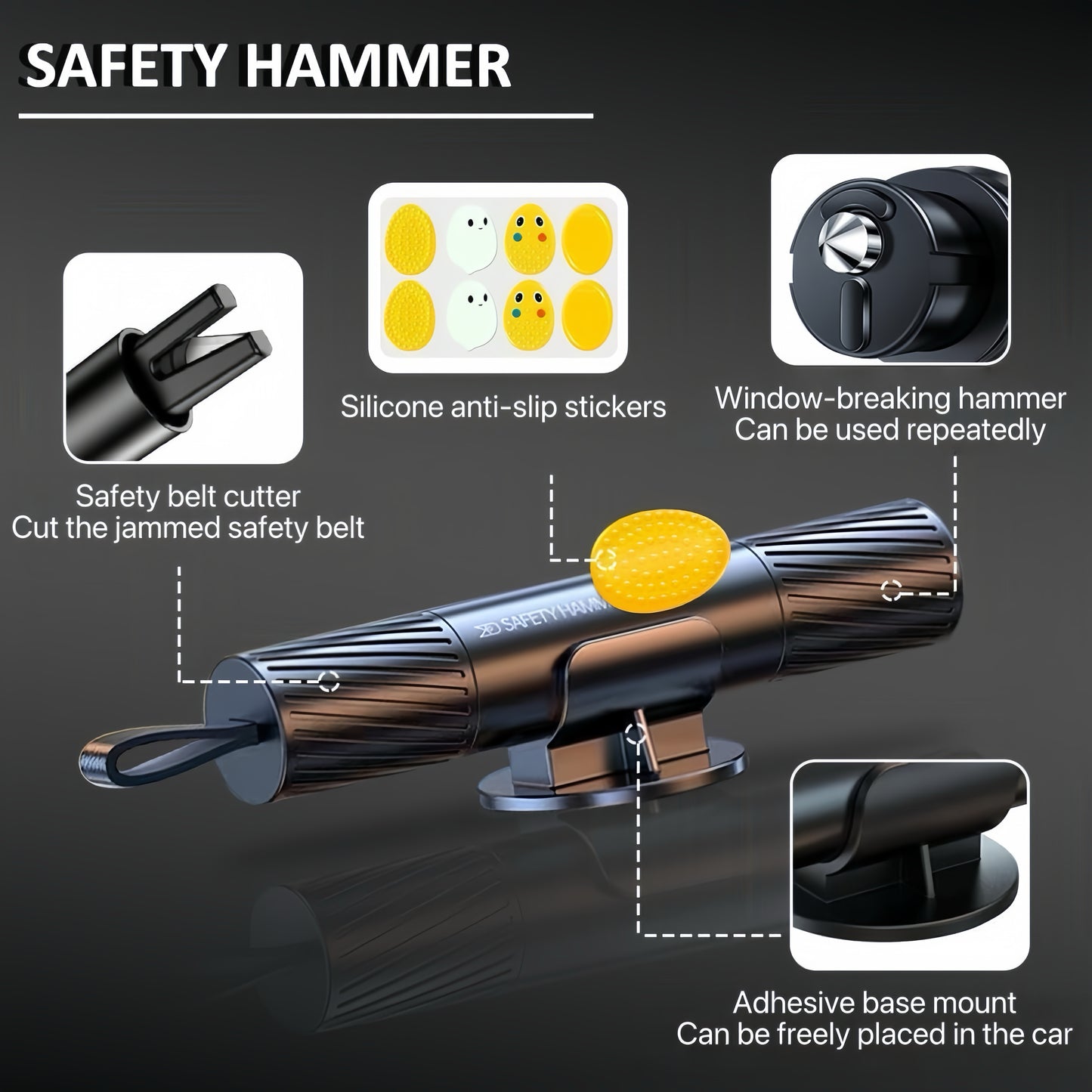 CrashEscape Mini – Brise-vitre d'urgence et coupe-ceinture de sécurité