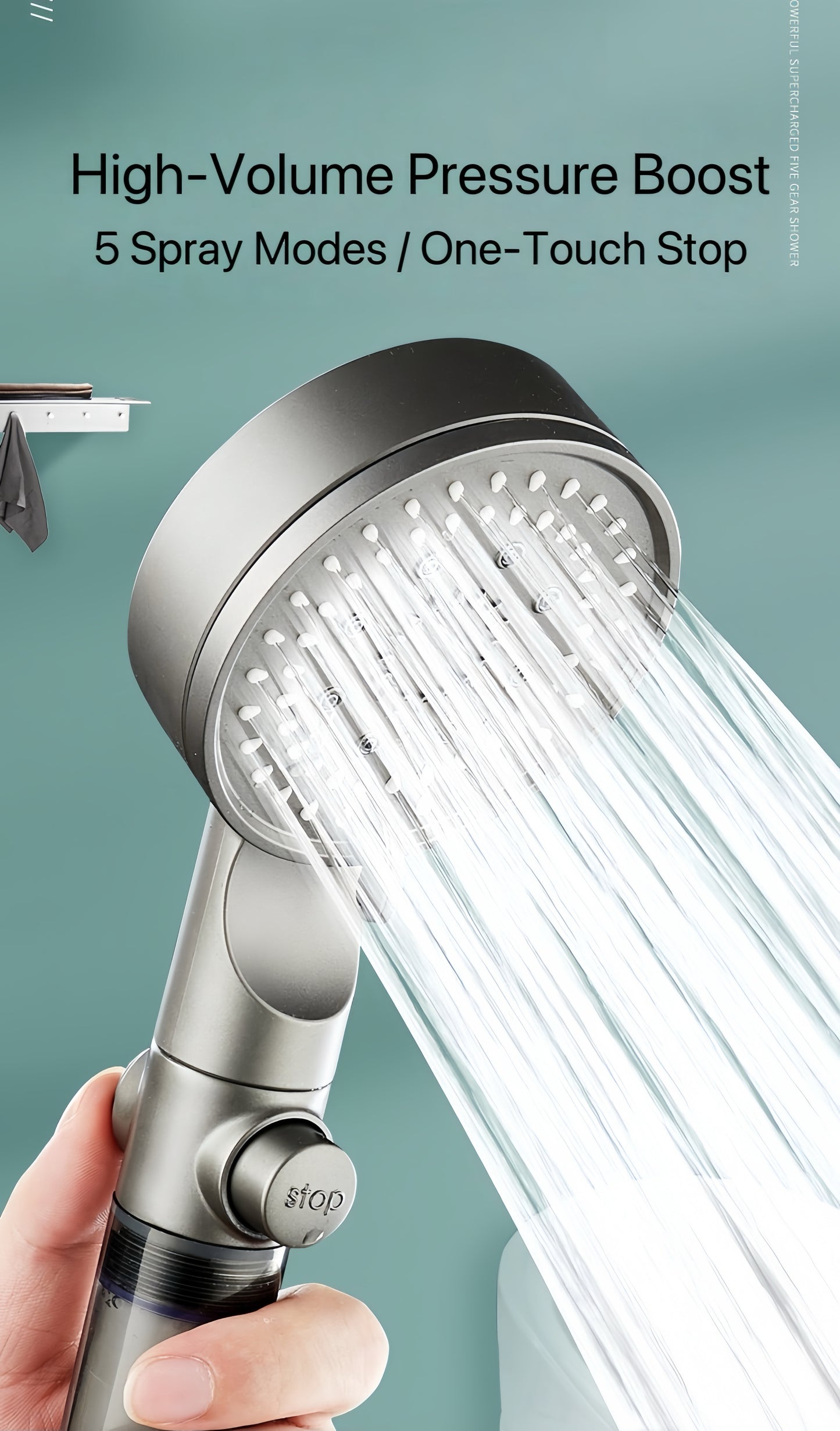 HydroBoost High Pressure 5-Mode Filtered Shower Head