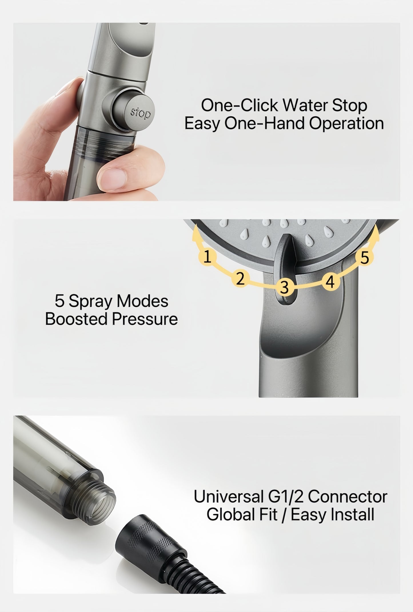 HydroBoost High Pressure 5-Mode Filtered Shower Head
