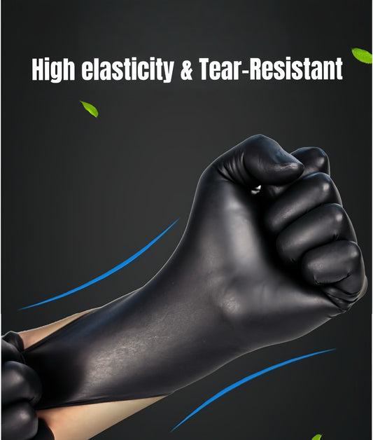 100 Black Nitrile Gloves – Touchscreen-Friendly, Powder-Free & Latex-Free, Chemical-Resistant