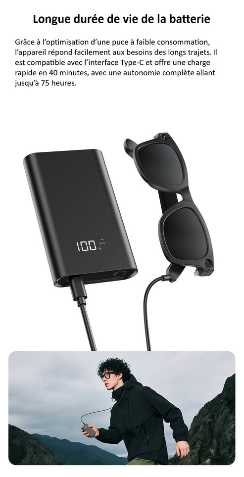 Lunettes intelligentes CyanVue AI – Lunettes avec appareil photo 8 MP